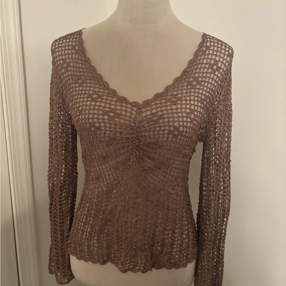 Bettie Page Taupe Crochet Top - Picture 5 of 5